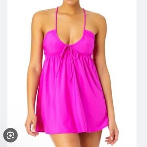 NWT Salt + Cove Bright Pink swim cover mini Dress
